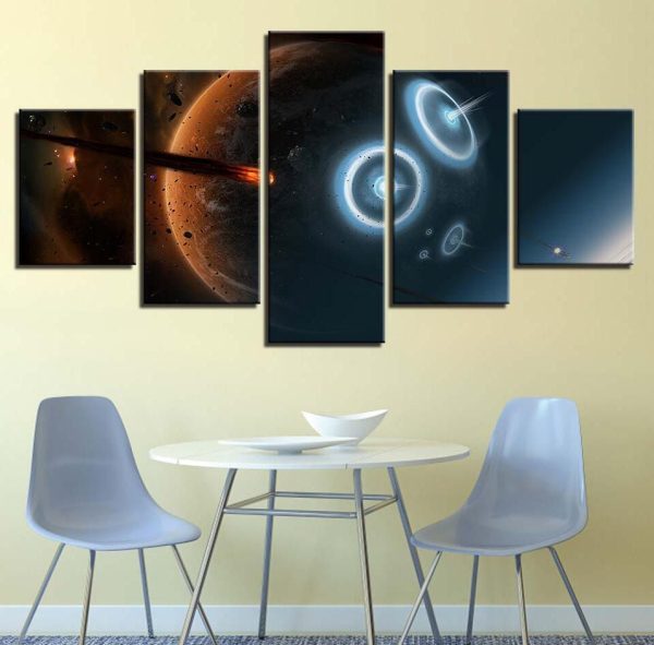 Planet Earth 10 - Space 5 Panel Canvas Art Wall Decor