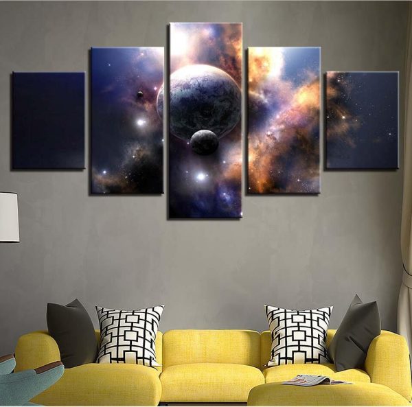 Planet Earth 11 - Space 5 Panel Canvas Art Wall Decor