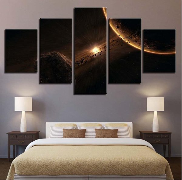 Planet Earth 12 - Space 5 Panel Canvas Art Wall Decor