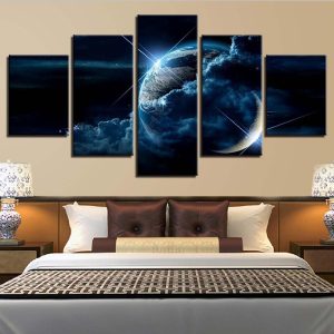 Planet Earth 13 - Space 5 Panel Canvas Art Wall Decor