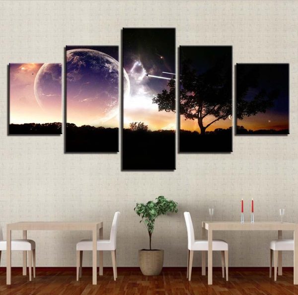 Planet Earth 4 - Space 5 Panel Canvas Art Wall Decor