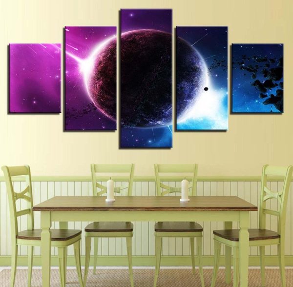 Planet Earth 5 - Space 5 Panel Canvas Art Wall Decor