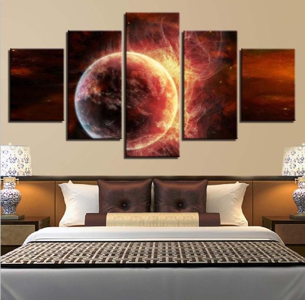 Planet Earth 6 - Space 5 Panel Canvas Art Wall Decor