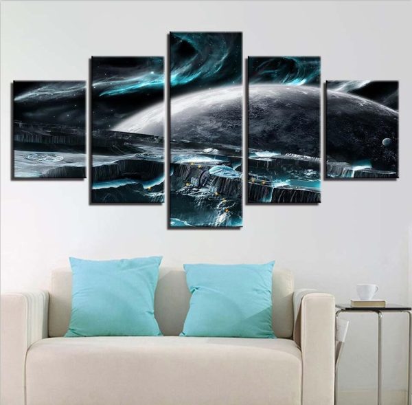 Planet Earth 7 - Space 5 Panel Canvas Art Wall Decor