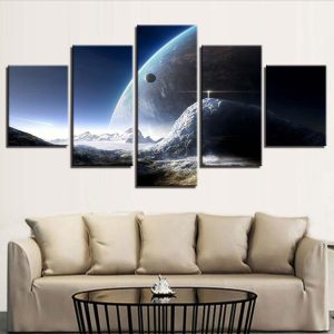 Planet Earth 8 - Space 5 Panel Canvas Art Wall Decor