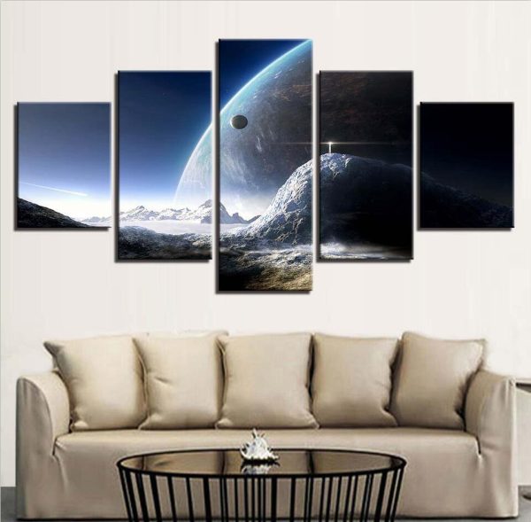 Planet Earth 8 - Space 5 Panel Canvas Art Wall Decor