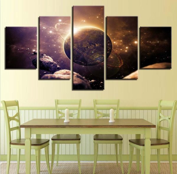 Planet Earth Universe 10 - Space 5 Panel Canvas Art Wall Decor