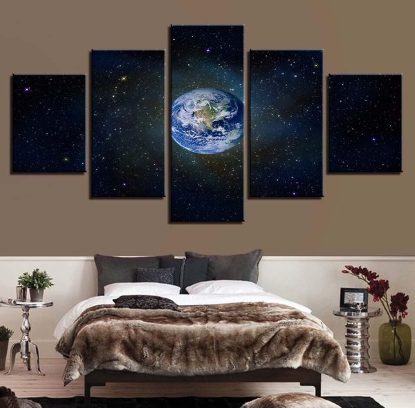 Planet Earth Universe 11 - Space 5 Panel Canvas Art Wall Decor