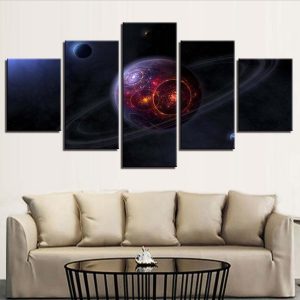 Planet Earth Universe 12 - Space 5 Panel Canvas Art Wall Decor