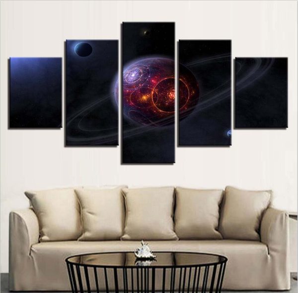 Planet Earth Universe 12 - Space 5 Panel Canvas Art Wall Decor