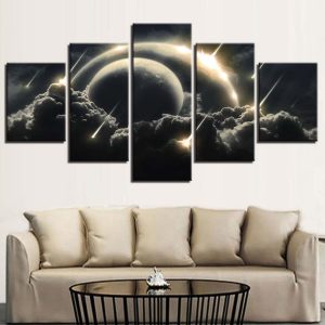 Planet Earth Universe 13 - Space 5 Panel Canvas Art Wall Decor