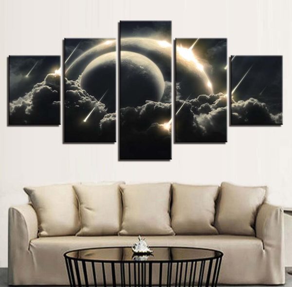 Planet Earth Universe 13 - Space 5 Panel Canvas Art Wall Decor