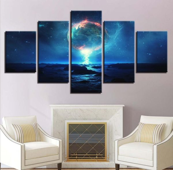 Planet Earth Universe 5 - Space 5 Panel Canvas Art Wall Decor