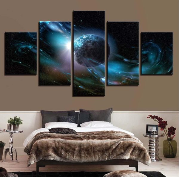 Planet Earth Universe 6 - Space 5 Panel Canvas Art Wall Decor