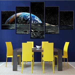 Planet Earth Universe 7 - Space 5 Panel Canvas Art Wall Decor