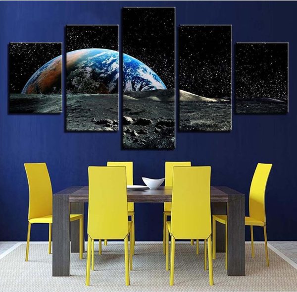 Planet Earth Universe 7 - Space 5 Panel Canvas Art Wall Decor