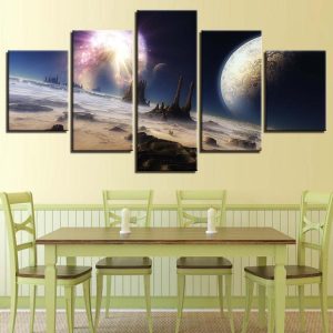 Planet Earth Universe 9 - Space 5 Panel Canvas Art Wall Decor