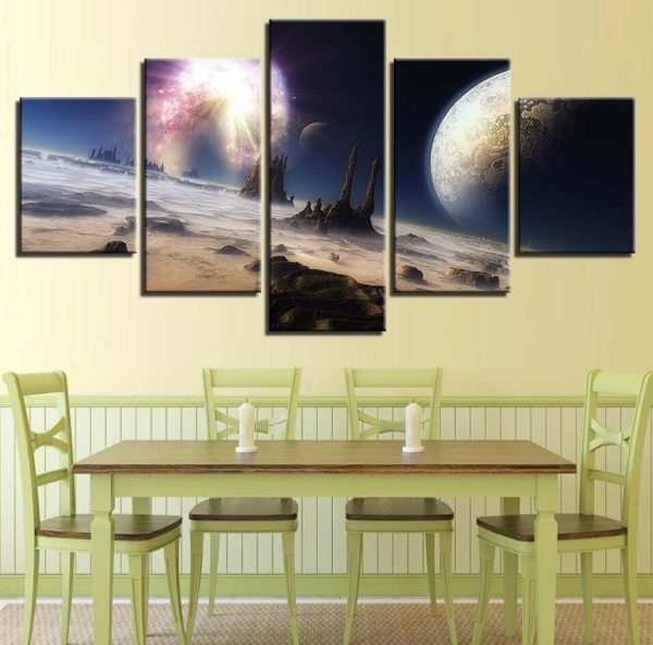 Planet Earth Universe 9 - Space 5 Panel Canvas Art Wall Decor