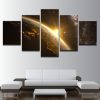 Planet Earth Universe Space Light - Space 5 Panel Canvas Art Wall Decor