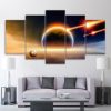 Planet Hit The Earth - Space 5 Panel Canvas Art Wall Decor