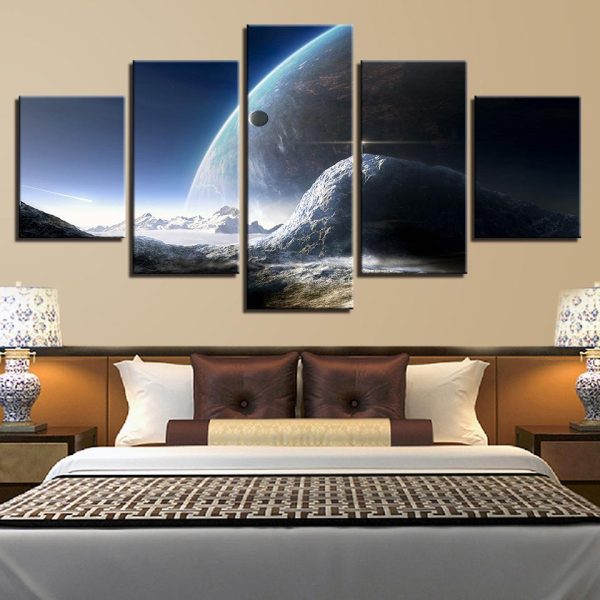 Planet Landscape 3 - Space 5 Panel Canvas Art Wall Decor