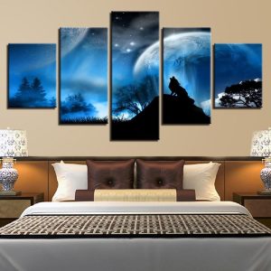 Planet Landscape 4 - Space 5 Panel Canvas Art Wall Decor