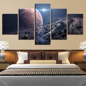 Planet Landscape 5 - Space 5 Panel Canvas Art Wall Decor