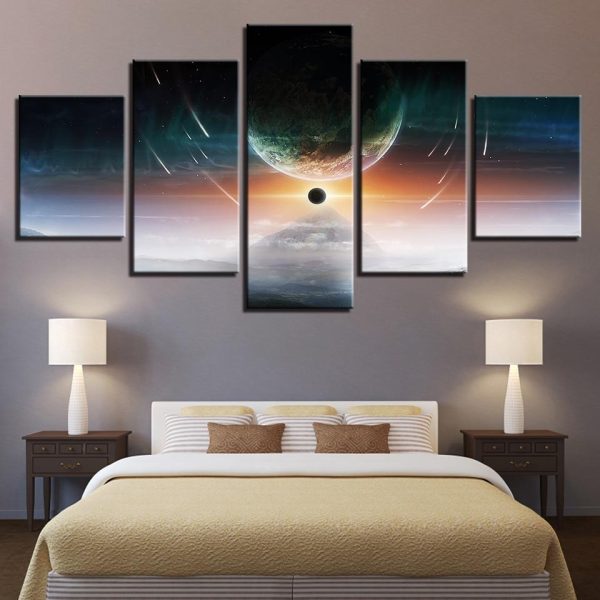 Planets 2 - Space 5 Panel Canvas Art Wall Decor