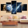 Planets On Fire 1 - Space 5 Panel Canvas Art Wall Decor