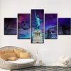 Planets Statue Of Liberty - Nature 5 Panel Canvas Art Wall Decor