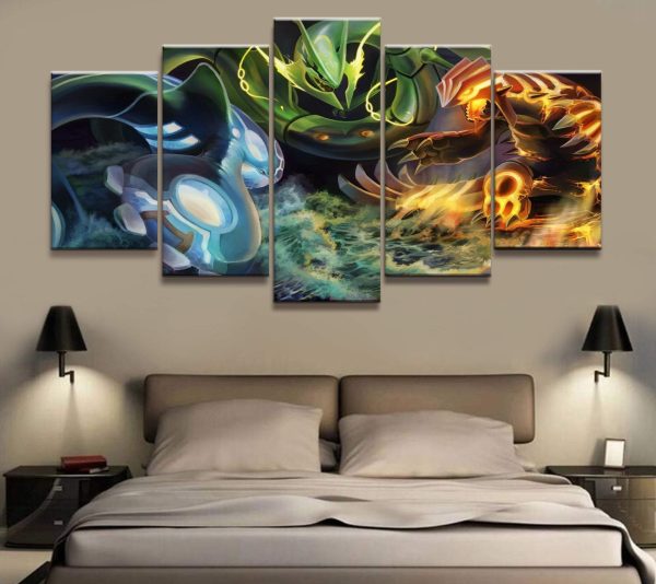 Pokemon Characters Poster 1 Anime - 5 Panel Canvas Art Wall Decor