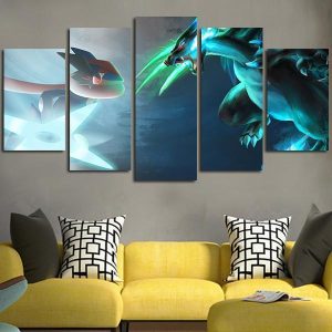 Pokemon Charizard Vs Greninja Anime - 5 Panel Canvas Art Wall Decor