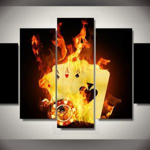 Poker Flame 1 - Abstract 5 Panel Canvas Art Wall Decor