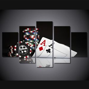 Poker - Gaming 5 Panel Canvas Art Wall Decor