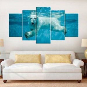 Polar Bear 3 - Animal 5 Panel Canvas Art Wall Decor