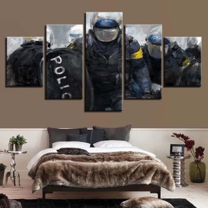 Police - Army 5 Panel Canvas Art Wall Decor