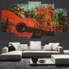 Pretty Abstract Guitar Music - Music 5 Panel Canvas Art Wall Decor