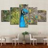 Proud Peacock - Animal 5 Panel Canvas Art Wall Decor