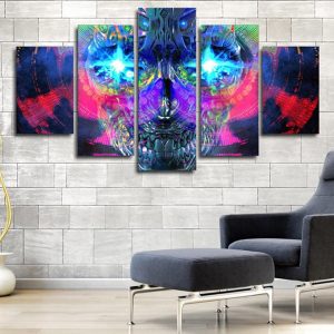 Psychedelic Artistic Skull - Movie 5 Panel Canvas Art Wall Decor