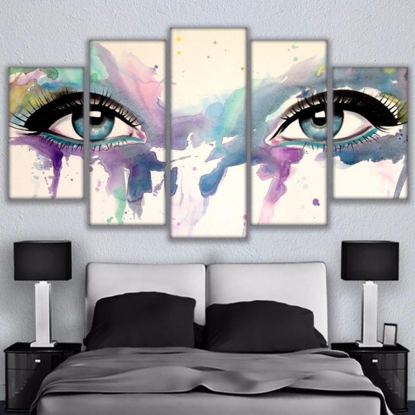 Psychedelic Eyes -Abstract 5 Panel Canvas Art Wall Decor