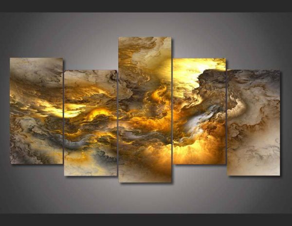 Psychedelic Light Nebula 1 - Abstract 5 Panel Canvas Art Wall Decor