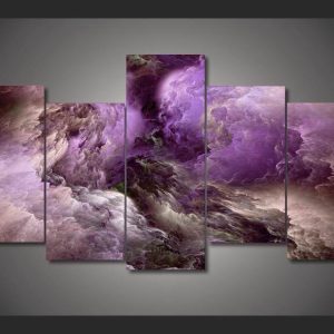 Psychedelic Light Nebula - Abstract 5 Panel Canvas Art Wall Decor