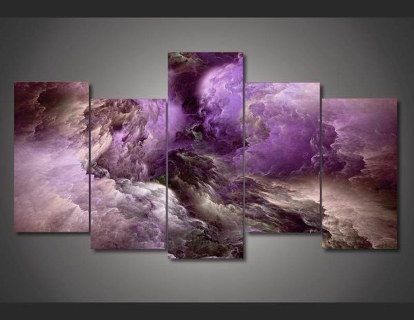 Psychedelic Light Nebula - Abstract 5 Panel Canvas Art Wall Decor