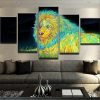 Psychedelic Lion - Abstract Animal 5 Panel Canvas Art Wall Decor