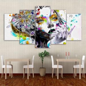 Psychedelic Woman 01 - Abstract 5 Panel Canvas Art Wall Decor