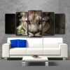 Puma Design - Love Puma - Animal 5 Panel Canvas Art Wall Decor