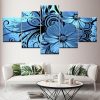 Purple Blue Floral Flower Orchid - Nature 5 Panel Canvas Art Wall Decor