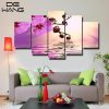 Purple Flowers 1 - Nature 5 Panel Canvas Art Wall Decor