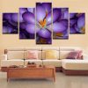 Purple Flowers - Nature 5 Panel Canvas Art Wall Decor