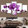 Purple Moth Orchid Flower - Nature 5 Panel Canvas Art Wall Decor